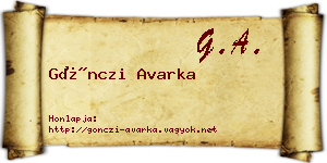 Gönczi Avarka névjegykártya